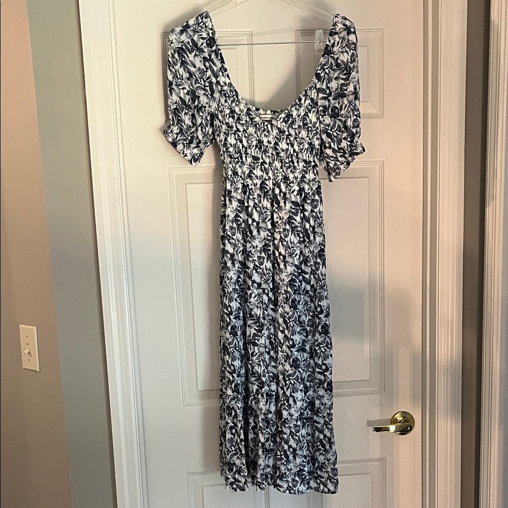 Floral Navt and White Women's Dress